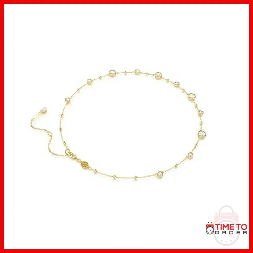 Gold-Tone Crystal Necklace with Lobster Clasp, 14.96 Inches